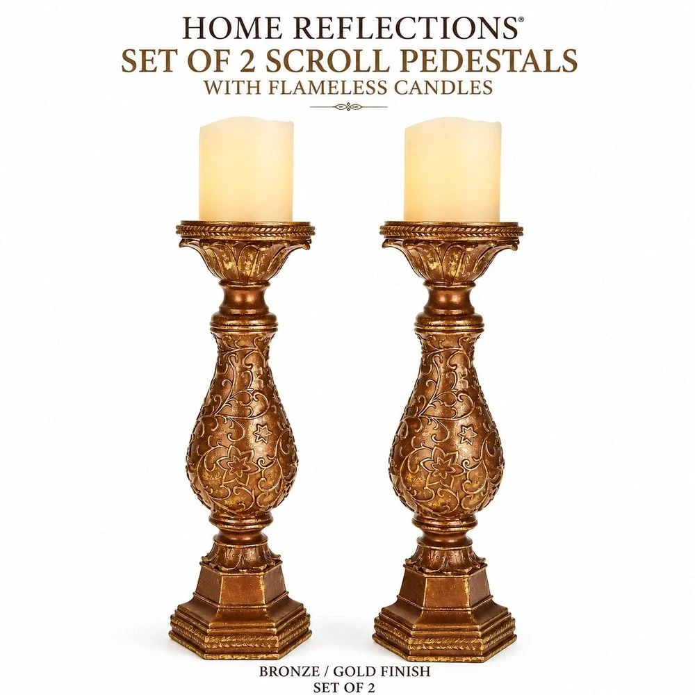 Home Reflections Set of 2 Scroll Pedestals with 4